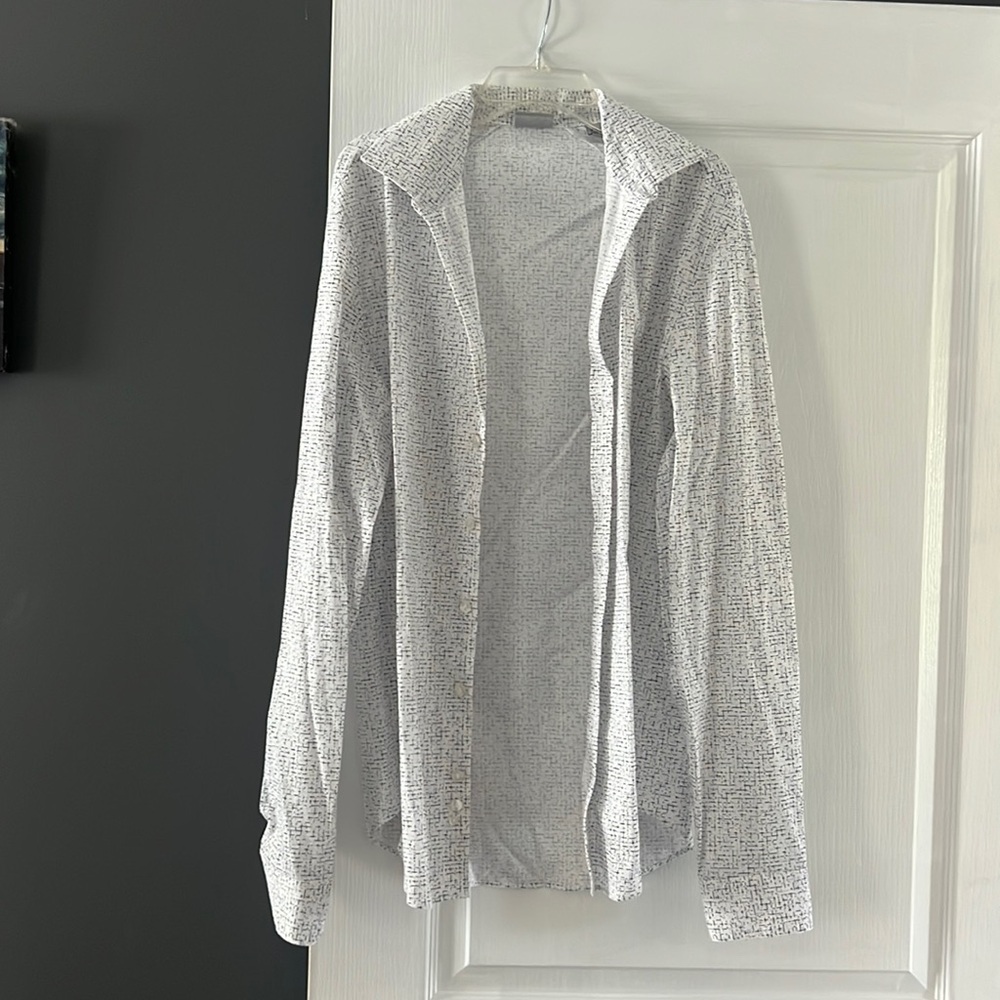 White and black men’s Kenneth Cole button up